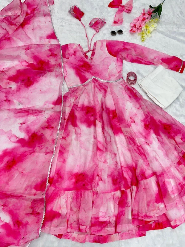 Antique Fashion 1 Anarkali * - Digital printed Jimmy organza Anarkali suit with huge flair - 40
