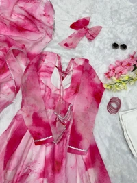 Antique Fashion 1 Anarkali * - Digital printed Jimmy organza Anarkali suit with huge flair - 42