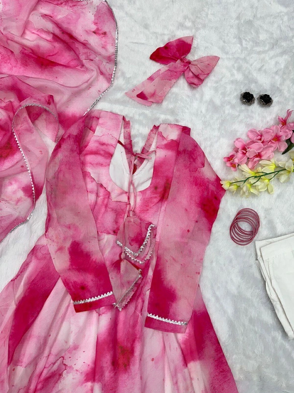 Antique Fashion 1 Anarkali * - Digital printed Jimmy organza Anarkali suit with huge flair - 42