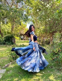 Antique Fashion 1 lehnga* -  Pure Jimmy  organza silk digital printed lehnga .  8mtr flair lehnga with canvas patta 🌸