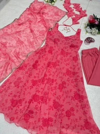 Antique Fashion 1 * Anarkali * - Digital printed Georgette silk Anarkali suit with huge flair 🌸 - 36