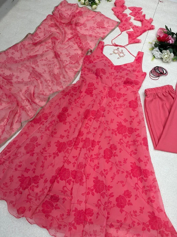 Antique Fashion 1 * Anarkali * - Digital printed Georgette silk Anarkali suit with huge flair 🌸 - 36