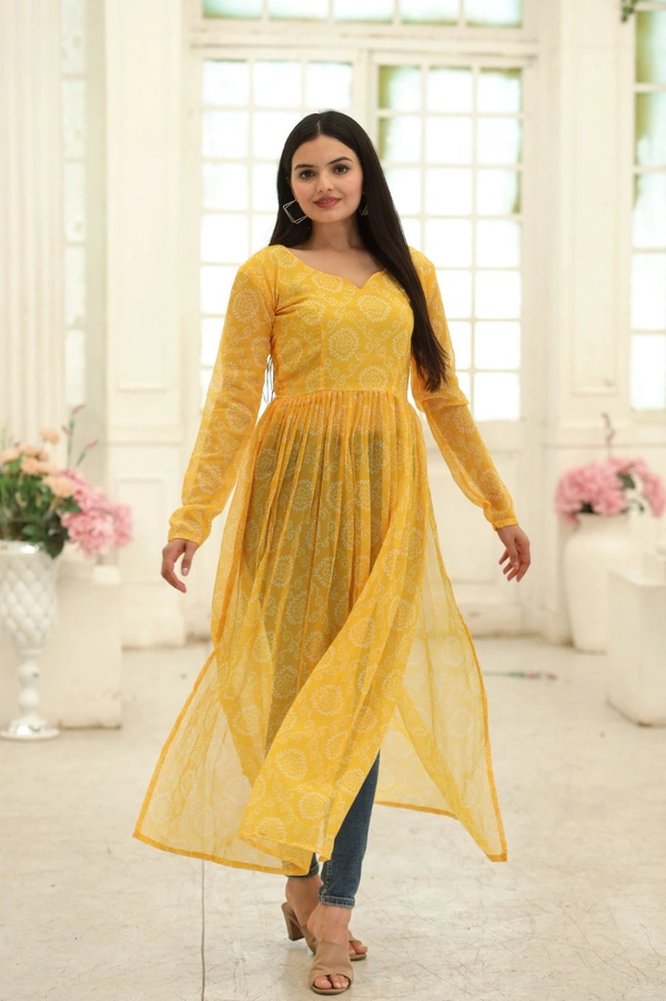 Antique Fashion 1 Nayra cut Kurtis are the best way to stay comfortable and stylish at the same time.*❤️ - S (36), yellow
