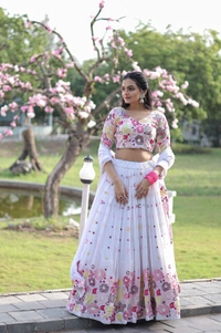Antique Fashion 1 Faux georgette designer lehenga choli Beautified with embroidered, sequins and thread work all synchronized well with the pattern and design of the attire 