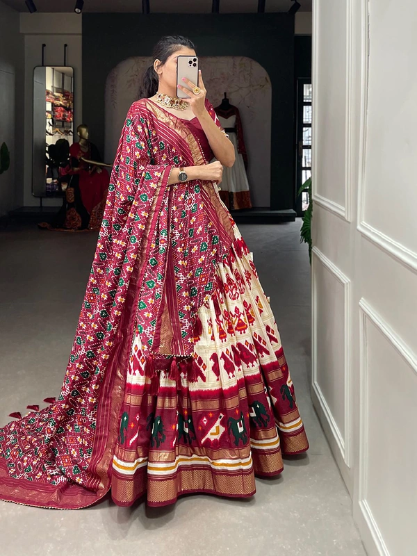 Antique Fashion 1 Simple yet amazing beautiful tussar silk chaniya choli is best for you to wear this Navratri for long hours and yet remain very comfortable  - Buttermilk