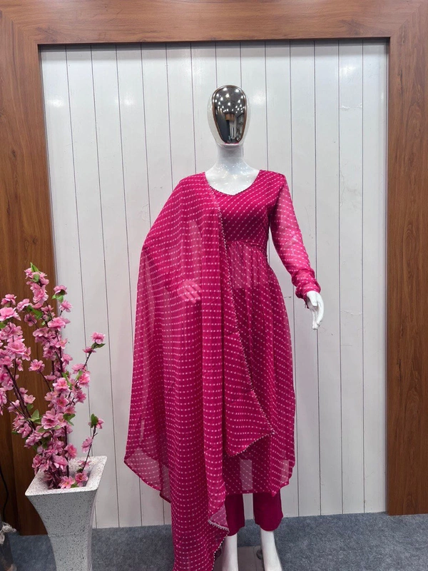 Antique Fashion  PRESENTING  LUXURIES BEAUTIFUL ALL NEW RANI  SIDE SLIT KURTA SUIT SET DUPPTA WITH PENT PAIR  - L (40)