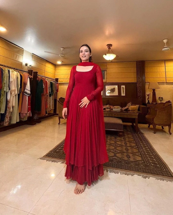 Antique Fashion 1 *PRESENTING NEW ANARKALI 2 LAYER GOWN ,DUPPTA SET READY TO WEAR FULLY STTICHED* - Xxl (44)