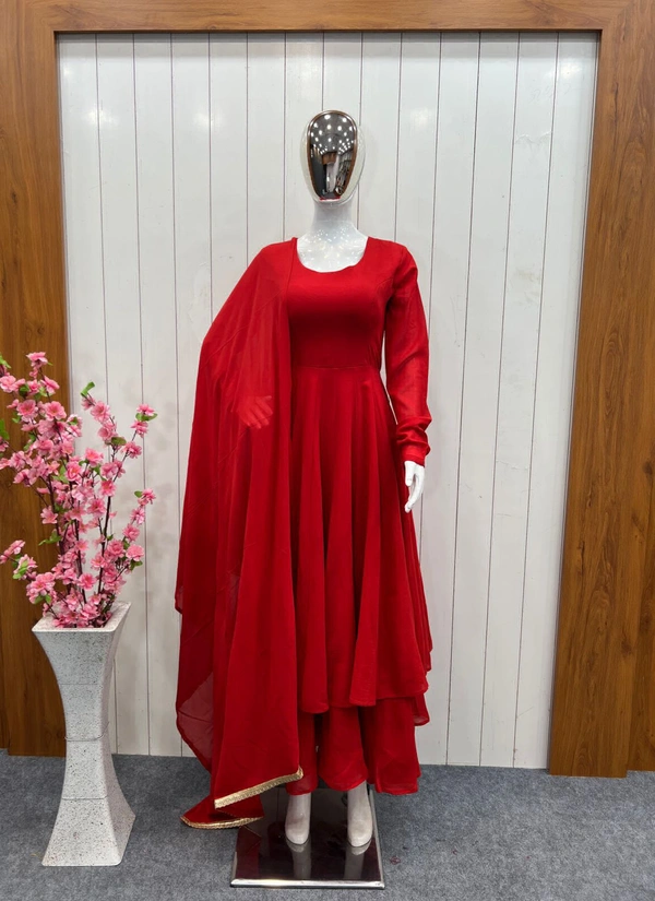 Antique Fashion 1 *PRESENTING NEW ANARKALI 2 LAYER GOWN ,DUPPTA SET READY TO WEAR FULLY STTICHED* - Xxl (44)