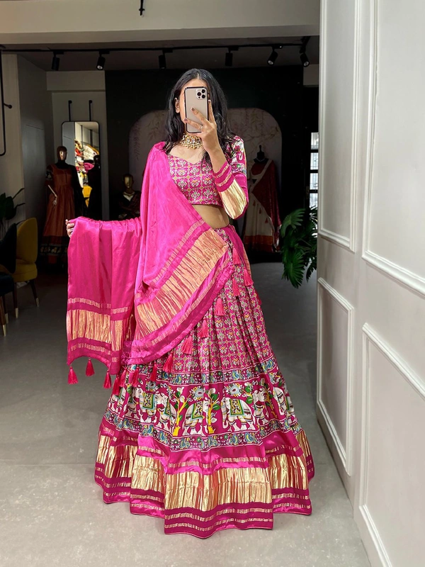 Antique Fashion  Raise up your style with this Ravishing gaji silk lehenga to vibrant your look at wedding and occasion  - pink