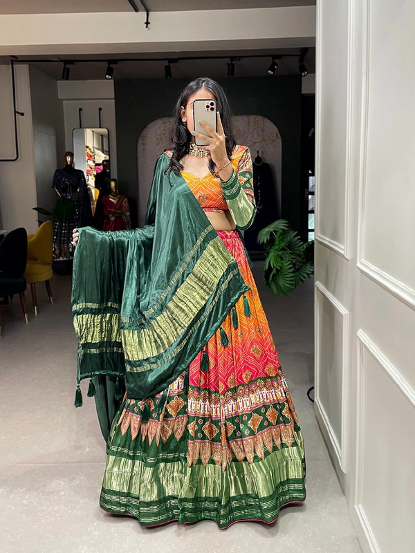 Antique Fashion 1 Raise up your style with this Ravishing gaji silk lehenga to vibrant your look at wedding and occasion  - green