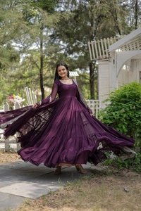 Antique Fashion 1 Desirable Women  gown Made With Faux Blooming Fabrics and Designer Embroidered Dupatta  - wine, M (38)