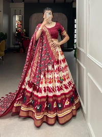 Antique Fashion 1 Simple yet amazing beautiful tussar silk chaniya choli is best for you to wear this Navratri for long hours and yet remain very comfortable  - Buttermilk