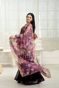 Antique Fashion 1 Be the center of Attractions with this Faux Blooming Sequins work Top With Rich Printed  Embroidered Dupatta Attached with ShararabSelect this with one blink and add in your wardrobe - wine, S (36)