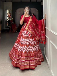 Antique Fashion 1 Presenting a leheriya style  blending with modern textures and relax feels A unique ubiquity of timeless contemporary silhouette - Red