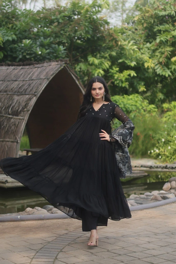 Antique Fashion  Anarkali Suits  - Black, L (40)