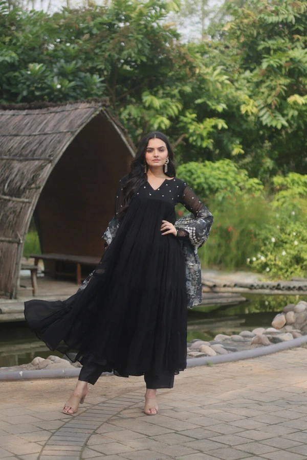 Antique Fashion  Anarkali Suits  - Black, L (40)
