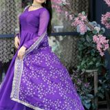Antique Fashion   Be Center of Attractions with this Tebby Silk Top With Embroidered Dupatta Attached with Plazzo, Select this with one blink and add in your wardrobe - purple, S (36)