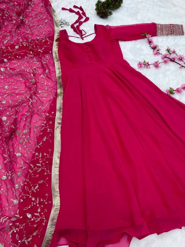 Antique Fashion  Anarkali Gown Suit  - Xl (42), pink