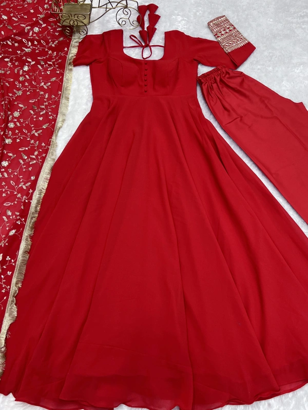 Antique Fashion  Anarkali Gown Suit  - M (38), Red