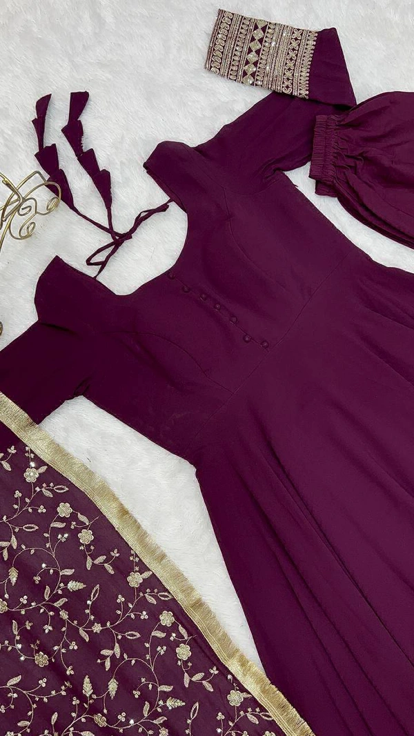 Antique Fashion  Anarkali Gown Suit  - X's (34), wine