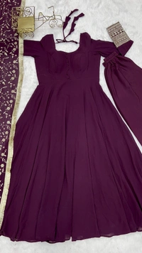 Antique Fashion 1 Anarkali Gown Suit  - X's (34), wine