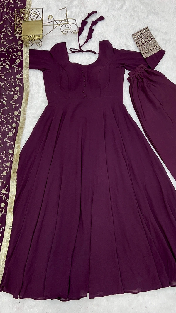 Antique Fashion  Anarkali Gown Suit  - X's (34), wine