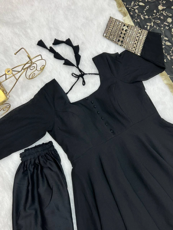 Antique Fashion  Anarkali Gown Suit  - Xxl (44), Black