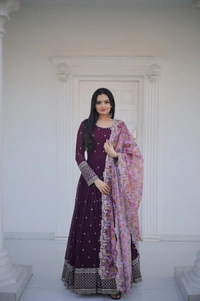 Antique Fashion 1 PREMIUM DESIGNER READYMADE GOWN COLLECTIONS - L (40), wine