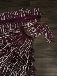 Antique Fashion 1 Enchanting Designer Tebby Silk Lehenga choli with Dupatta Set.  - wine