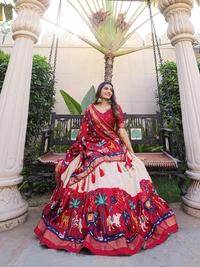 Antique Fashion 1 For your essential part of gujarati collection we are presenting Ethnic attire of dola silk lehenga - marron
