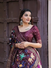 Antique Fashion 1 For your essential part of gujarati collection we are presenting Ethnic attire of dola silk lehenga - wine