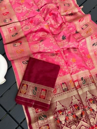 Antique Fashion 1 Exclusive heavy silk for  summer Bridal collection heavy viscose silk pattern  pattern in Banarsi zari weave 