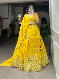 Antique Fashion 1 Our new designer Lehenga beckons you to immerse yourself  in our ethereal ensemble - yellow