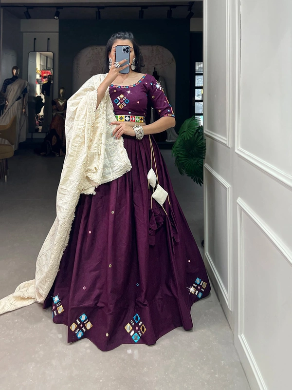 Antique Fashion 1 Presenting a perfectly blended endless array of patterns, designs, color, mirror work and lucknowi dupatta, that represents a vibrant gujarati culture & true essence of our festival choli. 