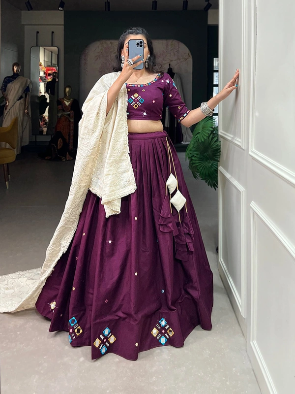 Antique Fashion 1 Presenting a perfectly blended endless array of patterns, designs, color, mirror work and lucknowi dupatta, that represents a vibrant gujarati culture & true essence of our festival choli. 