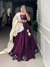 Antique Fashion 1 Presenting a perfectly blended endless array of patterns, designs, color, mirror work and lucknowi dupatta, that represents a vibrant gujarati culture & true essence of our festival choli. 