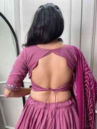 Antique Fashion 1 Get traditional look of your choice with this classic yet conventional plain lehenga and mirror work blouse 