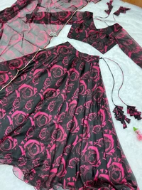 Antique Fashion 1 PRESENTING NEW  *ROSE PRINT ORGANJA FABRIC LEHENGHA CHOLI PICO WIRE STTICHED WITH DUPPTA,WITH FANCY BLOUSE FULLY STTICHED READY TO WEAR* - Xxxl (46)
