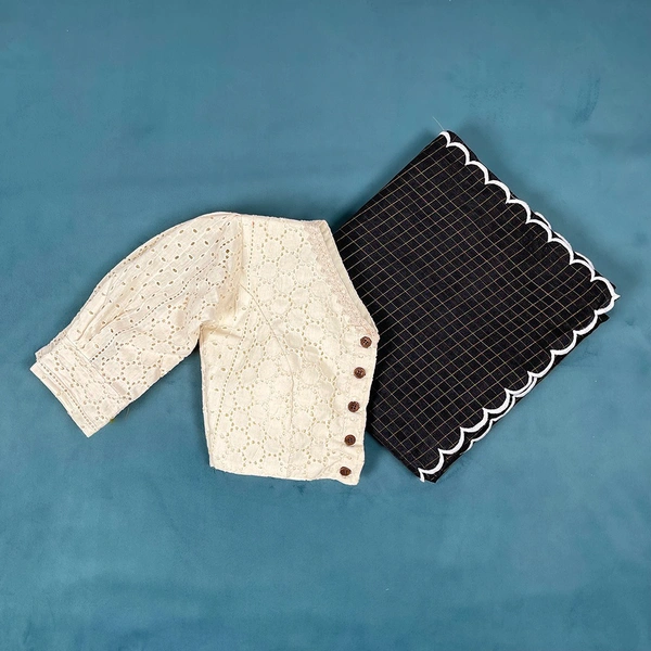 Antique Fashion 1 Saree Gadhawal Chex - Black