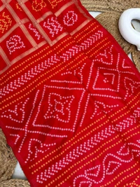 Antique Fashion 1 Exclusive heavy khadi  silk for  upcoming  festive season heavy   pattern in gold zari weave  and thread  weave patola pattern - Red