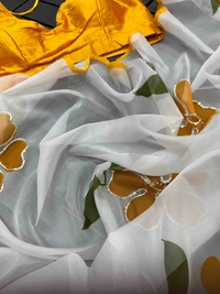 Antique Fashion 1 Exclusive heavy russian organza soft   silk for  upcoming  festive season heavy   pattern in sequins and aari  work - yellow