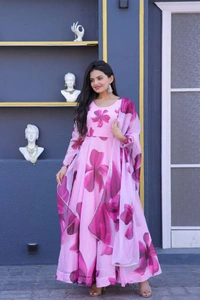 Antique Fashion 1 PREMIUM DESIGNER READYMADE GOWN-DUPATTA COLLECTIONS - purple - pink, Xxl (44)
