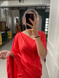 Antique Fashion 1 We have perfected viscose chanderi saree and sometimes you slay with your perfect style and grab your fav look  - Red