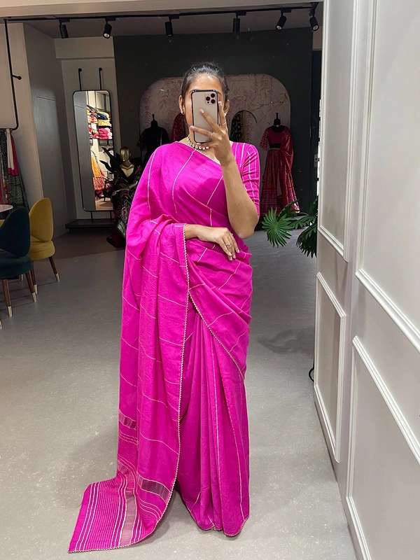 Antique Fashion 1 We have perfected viscose chanderi saree and sometimes you slay with your perfect style and grab your fav look  - pink