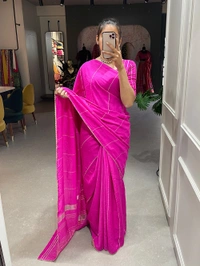 Antique Fashion 1 We have perfected viscose chanderi saree and sometimes you slay with your perfect style and grab your fav look  - pink