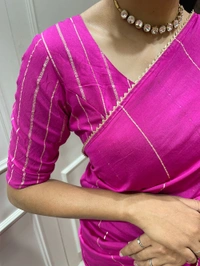 Antique Fashion 1 We have perfected viscose chanderi saree and sometimes you slay with your perfect style and grab your fav look  - pink