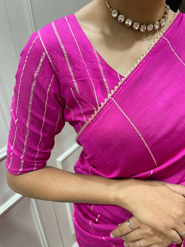 Antique Fashion 1 We have perfected viscose chanderi saree and sometimes you slay with your perfect style and grab your fav look  - pink
