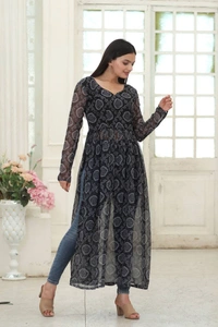 Antique Fashion 1 Nayra cut Kurtis are the best way to stay comfortable and stylish at the same time.*❤️ - L (40), Black