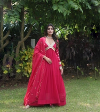 Antique Fashion 1  PREMIUM READYMADE ALIA CUT GOWN WITH DUPATTA SET   - Rani, L (40)