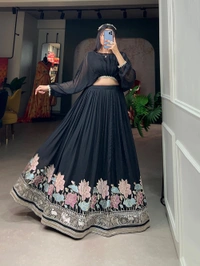Antique Fashion 1 A touch of embroidery a dash of grace   our co-ord set epitomizes the essence of timeless elegance - Black